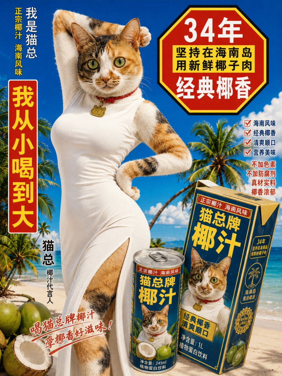 猫总椰汁 — Coconut Milk Cat Boss