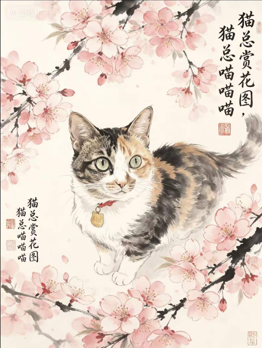 猫总赏花图 — Cat Boss Beholds the Blooms